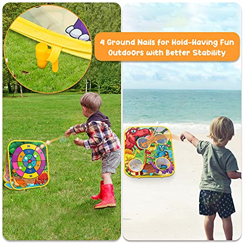 Bean Bag Toss Game Kids Outdoor Toys,Double-Sided Foldable Cornhole Board Backyard Beach Yard Outdoor Toys for Toddler, Outside Lawn Party Activities Toy Gift for Boys Girls Age 3 4 5 6 7 8