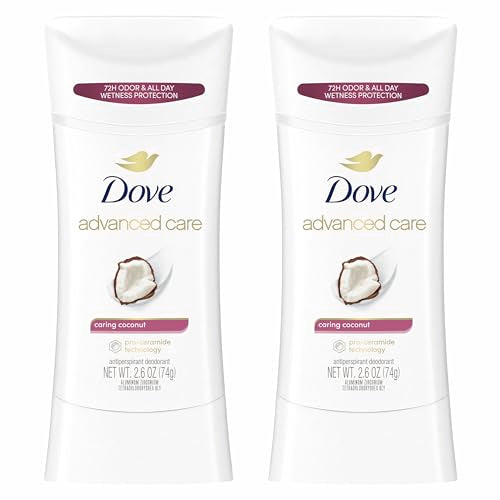 Dove Advanced Care Antiperspirant Deodorant Stick Caring Coconut Twin Pack for helping your skin barrier repair after shaving 2.6 oz