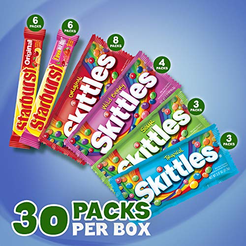 SKITTLES & STARBURST Variety Pack Full Size Chewy Candy Assortment, 62.79 oz, 30 Count