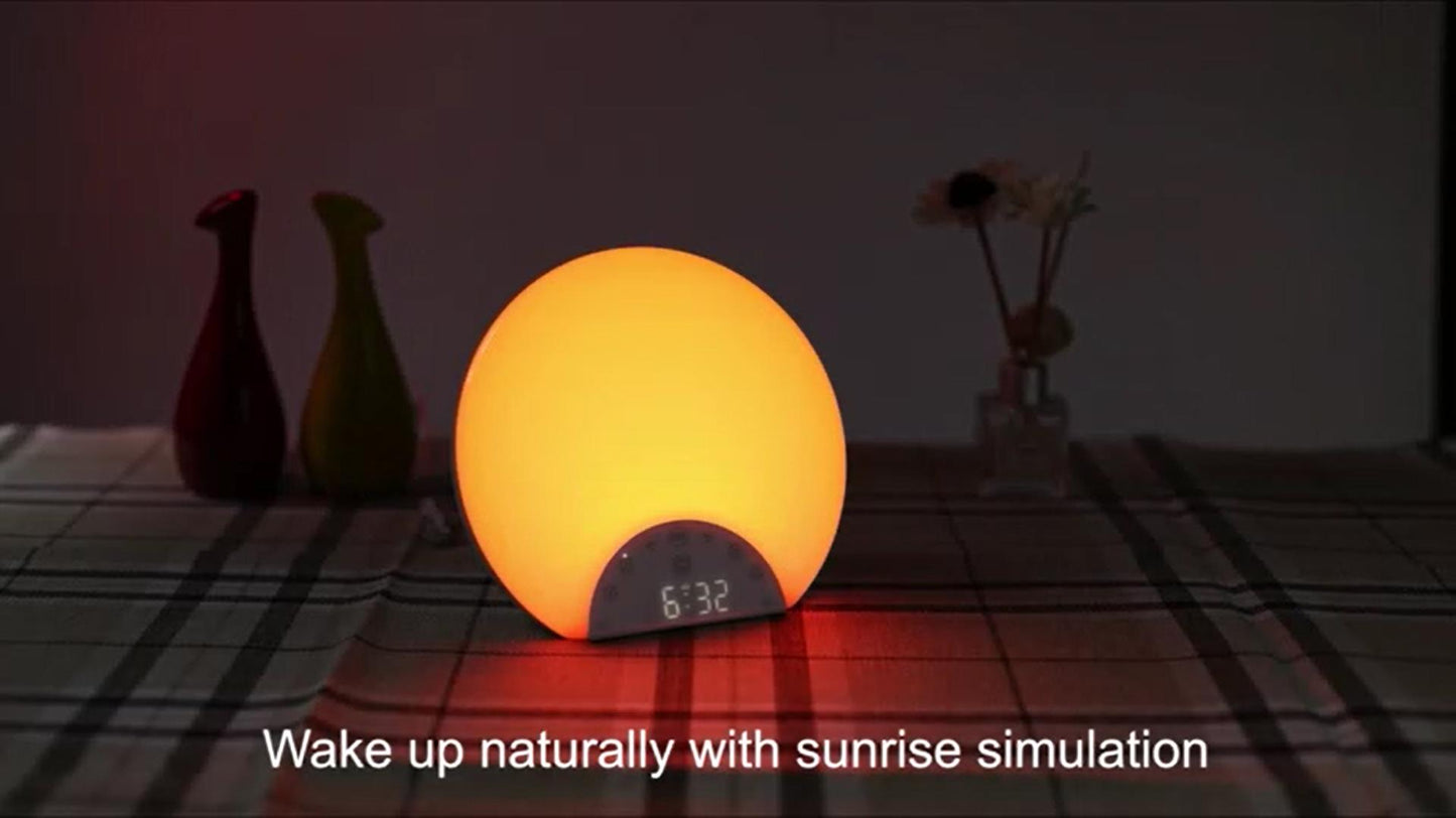 Sunrise Alarm Clock Wake Up Light for Kids, Adults, Heavy Sleepers with Dual Alarms, Snooze, Sleep Aid with 7 Nature Sounds for Bedrooms with 8 Colors Night light, FM Radio, Gift Ideas