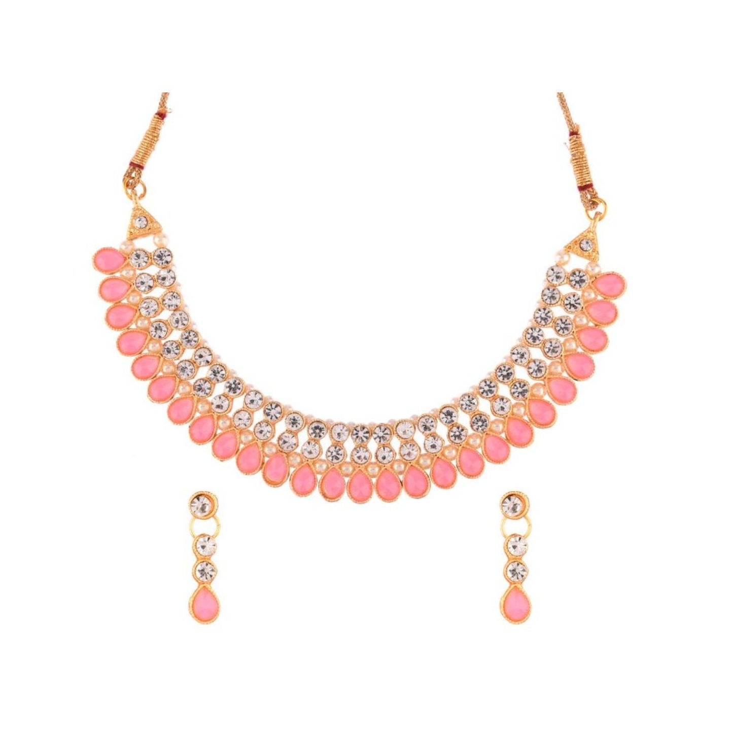 Efulgenz Indian Jewelry Sets for Women Bollywood Jewelry Indian Jewelry Cubic Zirconia CZ Crystal Choker Necklace Drop Earrings Set for Women