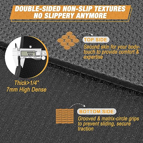 Extra Large Exercise Mat for Home Workout, 8'x6'/10'x6'/12'x6' Ultra Durable, Non-Slip, Thick Workout Mat for Home Gym, High-Density Fitness Mat for Jump Rope, Weights, Cardio, Stretch, Shoe-Friendly