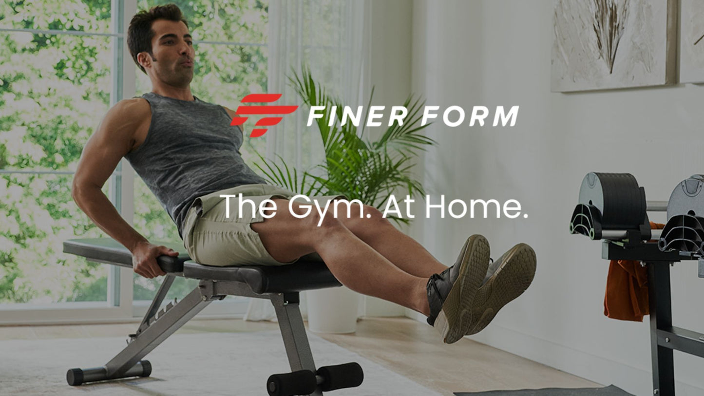 Finer Form 5-in-1 Weight Bench, Adjustable & Foldable for Bench Press, Strength Training and Full Body Workout. Perfect for Dumbbell Sets or an Adjustable Dumbbell Set in Your Home Gym.