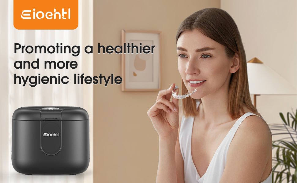 Ultrasonic Retainer Cleaner, Upgraded with LED Light and Air Drying Functionality, 46kHz High Power Professional Portable Retainer Cleaner Machine for Dentures, Retainer, Aligner, Braces, Mouth Guard
