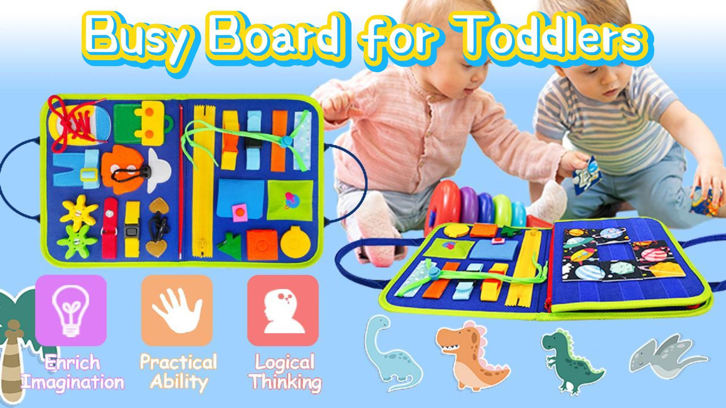 Exorany Busy Board Montessori Toys for 1 2 3 4 Year Old Boys & Girls Birthday Gifts, Sensory Toys for Toddlers 1-3, Educational Travel Toys, Preschool Activities for Learning Fine Motor Skills