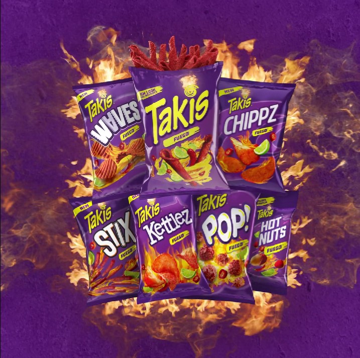 Takis Fuego Mini 25 pc / 1.23 oz Bite Size Multipack, Hot Chili Pepper & Lime Flavored Extreme Spicy Rolled Tortilla Chips