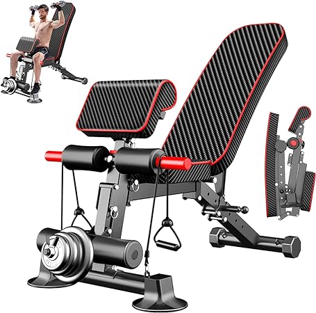Adjustable Weight Bench - Utility weightBenches for Exercise, Free Installation Design for Portable Fitness Strength Training Equipment at Home Gym