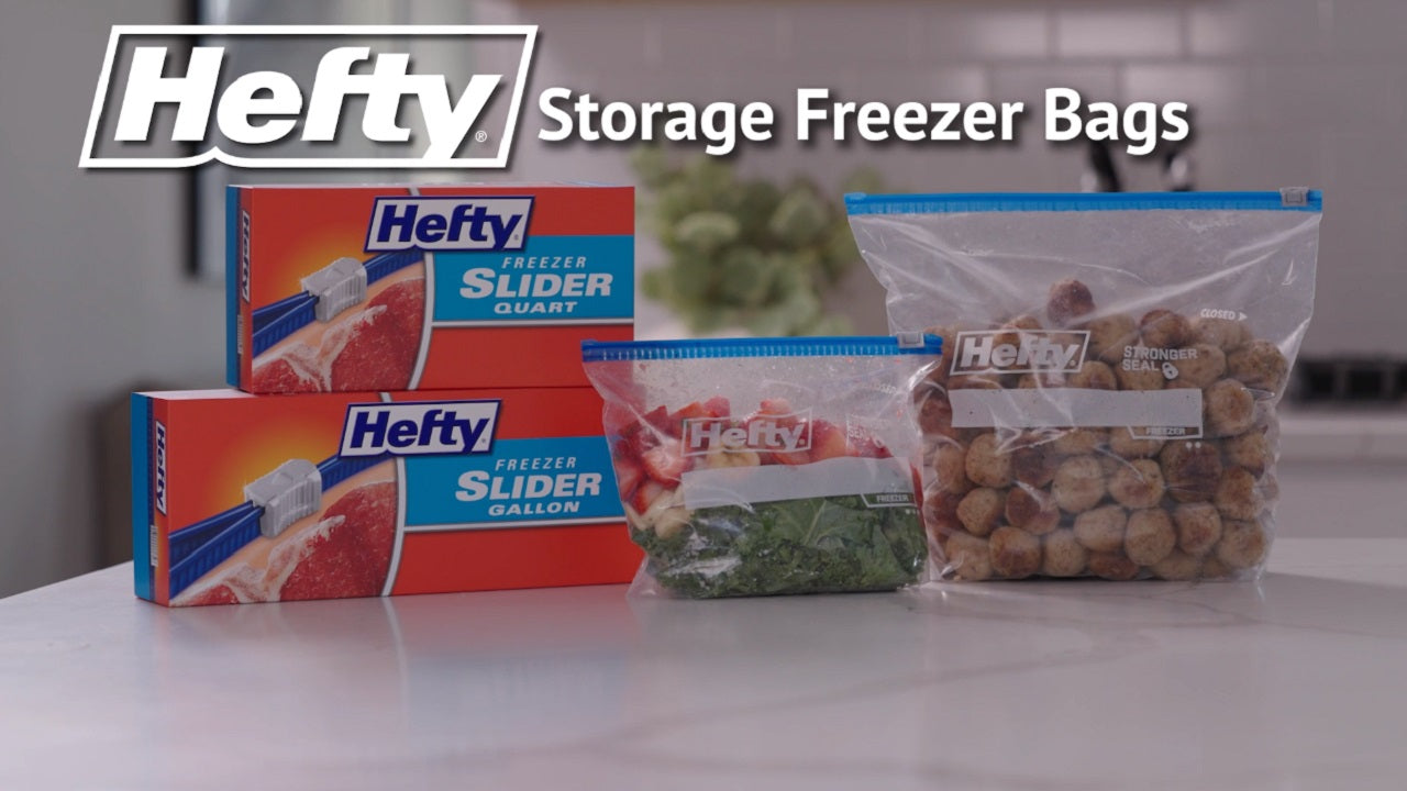 Hefty Slider Freezer Storage Bags, Quart Size, 74 Count