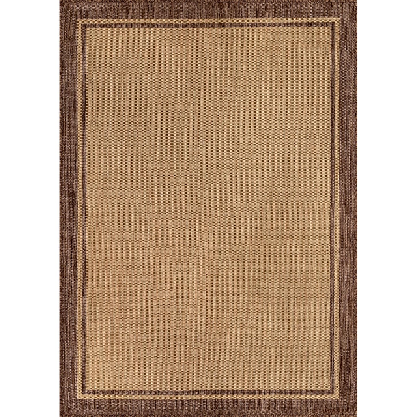 CAMILSON Summer Bordered, Washable Outdoor Indoor Area Rug, Camel, 8x10