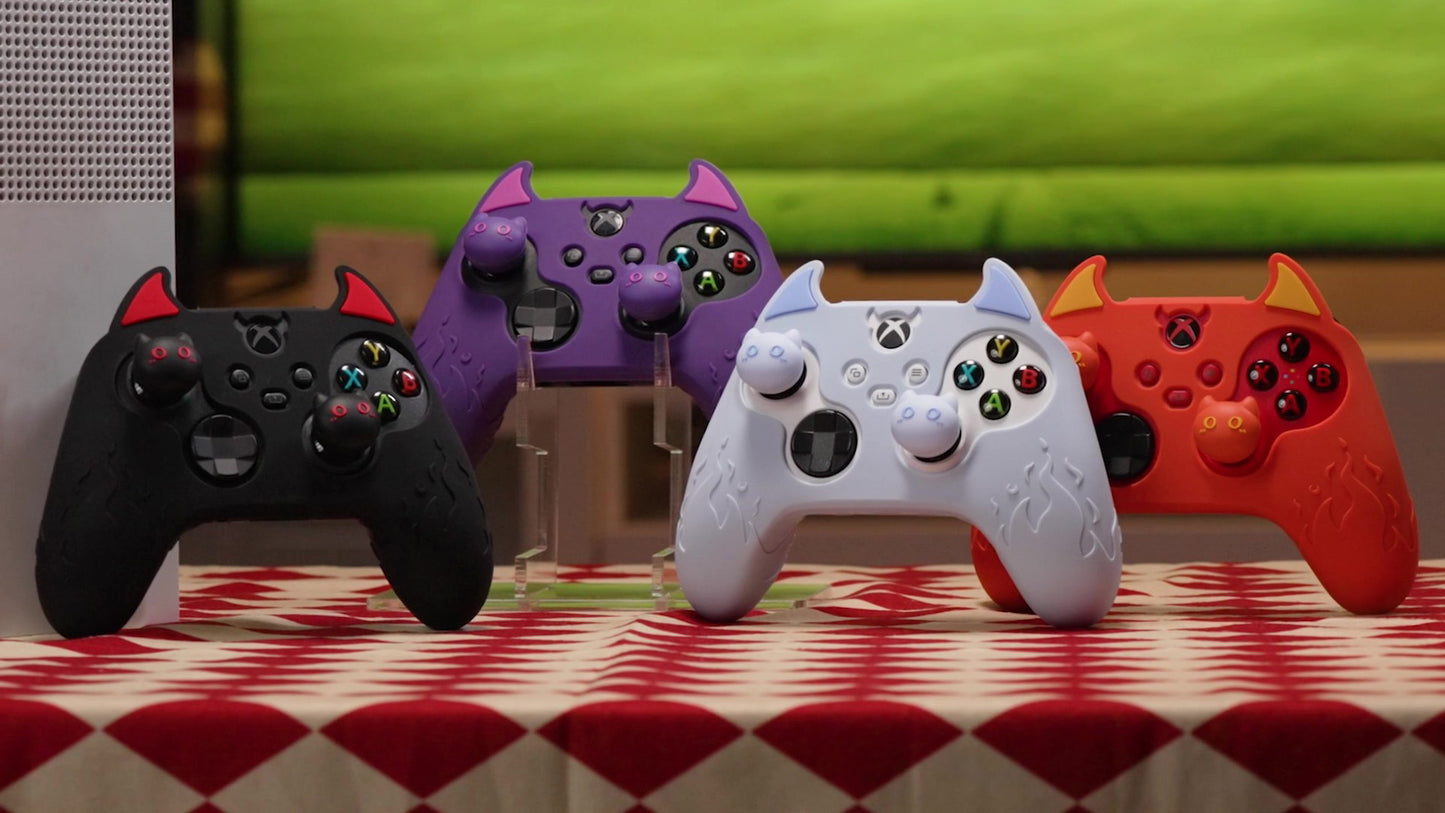 PlayVital Cute Demon Silicone Cover for Xbox Series X/S Controller, Kawaii Anti-Slip Controller Skin Grip Protector for Xbox Core Wireless Controller with Thumb Grip Caps - Purple