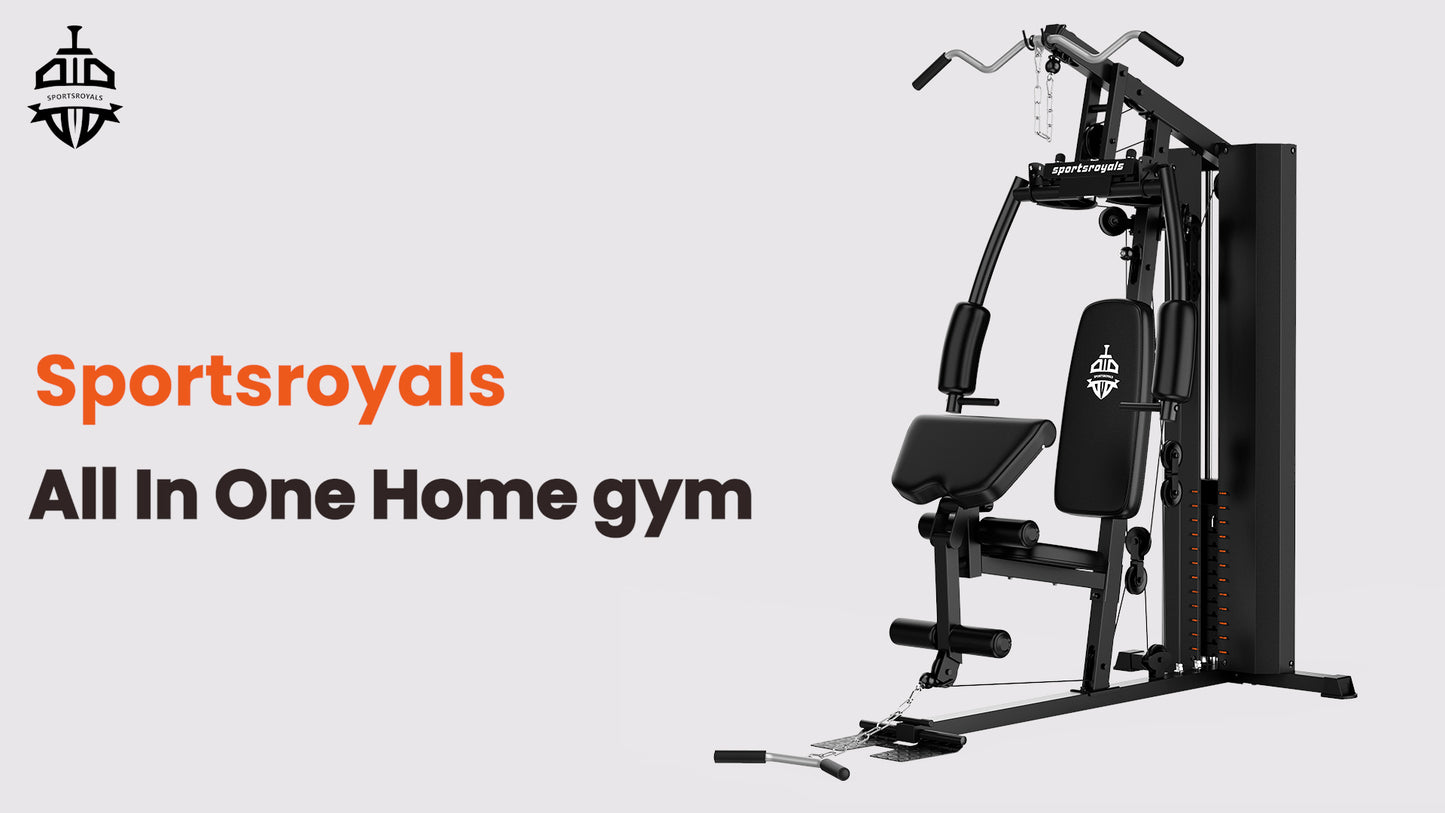 Sportsroyals Home Gym, Exercise Equipment with 154LBS Weight Stack, Multi Gym Equipment for Full Body Workout with Pulley System