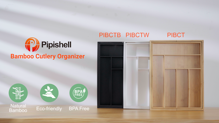 Pipishell Bamboo Expandable Drawer Organizer for Utensils Holder, Adjustable Cutlery Tray, Wood Drawer Dividers Organizer for Silverware, Flatware, Knives in Kitchen, Bedroom, Living Room