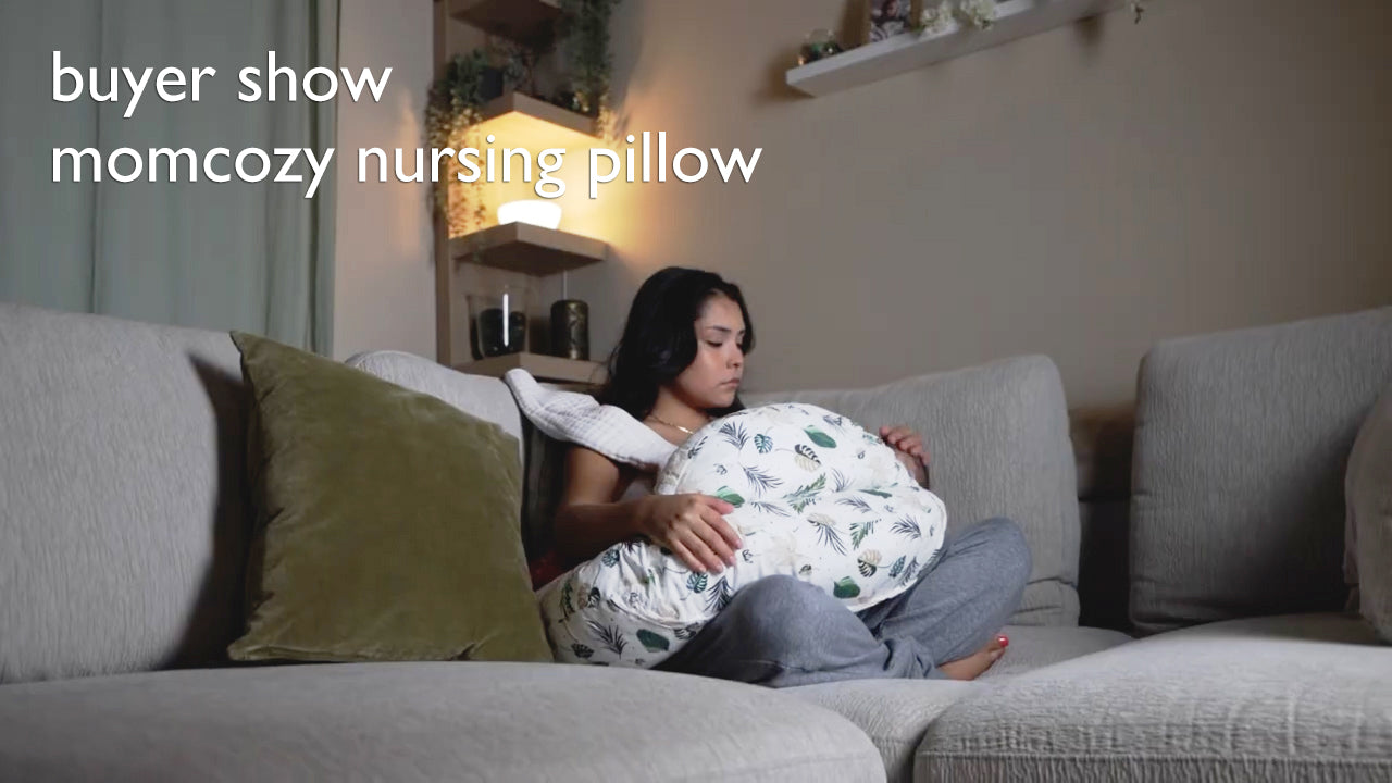 Momcozy Original Nursing Pillow, Ergonomic Breastfeeding Pillows with Security Fence for Baby, Adjustable Waist Strap and Removable Cotton Cover, Gazelle