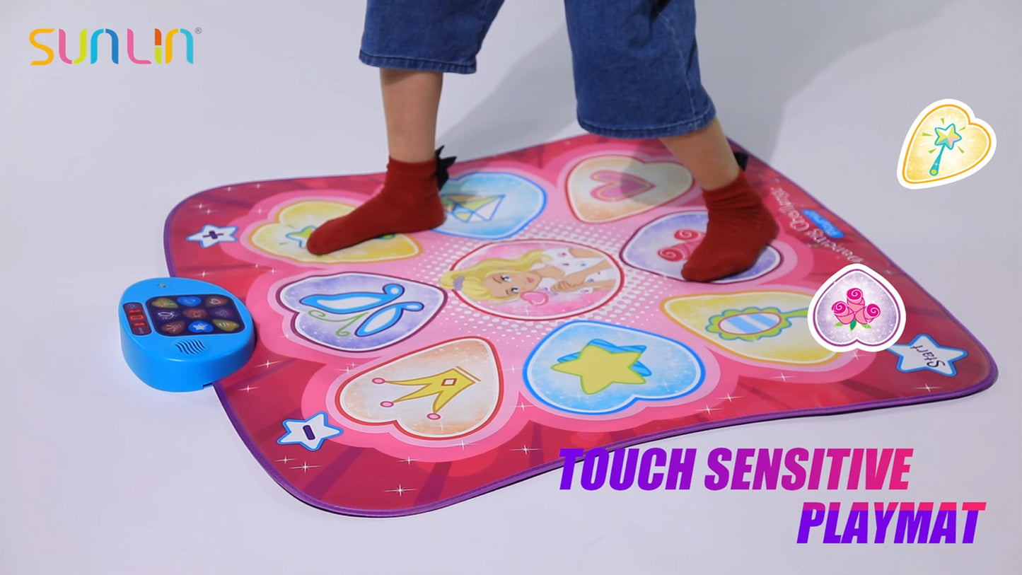 SUNLIN Dance Mat - Dance Mixer Rhythm Step Play Mat - Dance Game Toy Gift for Kids Girls Boys - Dance Pad with LED Lights, Adjustable Volume, Built-in Music, 3 Challenge Levels (3-12 Years Old)