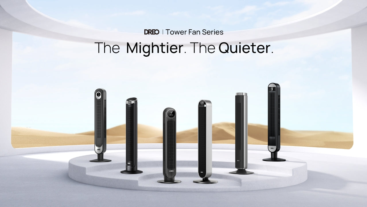 Dreo Tower Fan for Bedroom, 25ft/s Velocity Quiet Floor Fan, 90° Oscillating Fans for Indoors with 4 Speeds, 4 Modes, 8H Timer, Standing Fans, Bladeless Fan, Black, Nomad One (DR-HTF007)