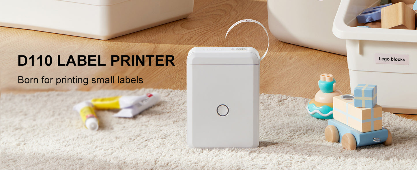 NIIMBOT D110 Label Maker Machine with Tape, Small Thermal Sticker Printer with 0.59''x1.18'' Labels, Portable Bluetooth Connection, Monochrome