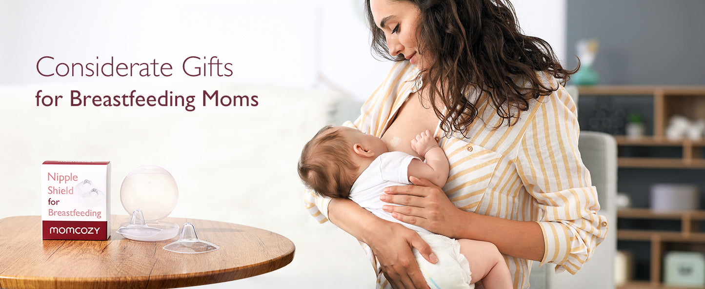 Momcozy Contact Nipple Shields, 100% Food-Grade Silicone for Breastfeeding Difficulties, Ultra-Thin & Super-Soft, Made Without BPA/BPS, Include Carry Case (17mm)
