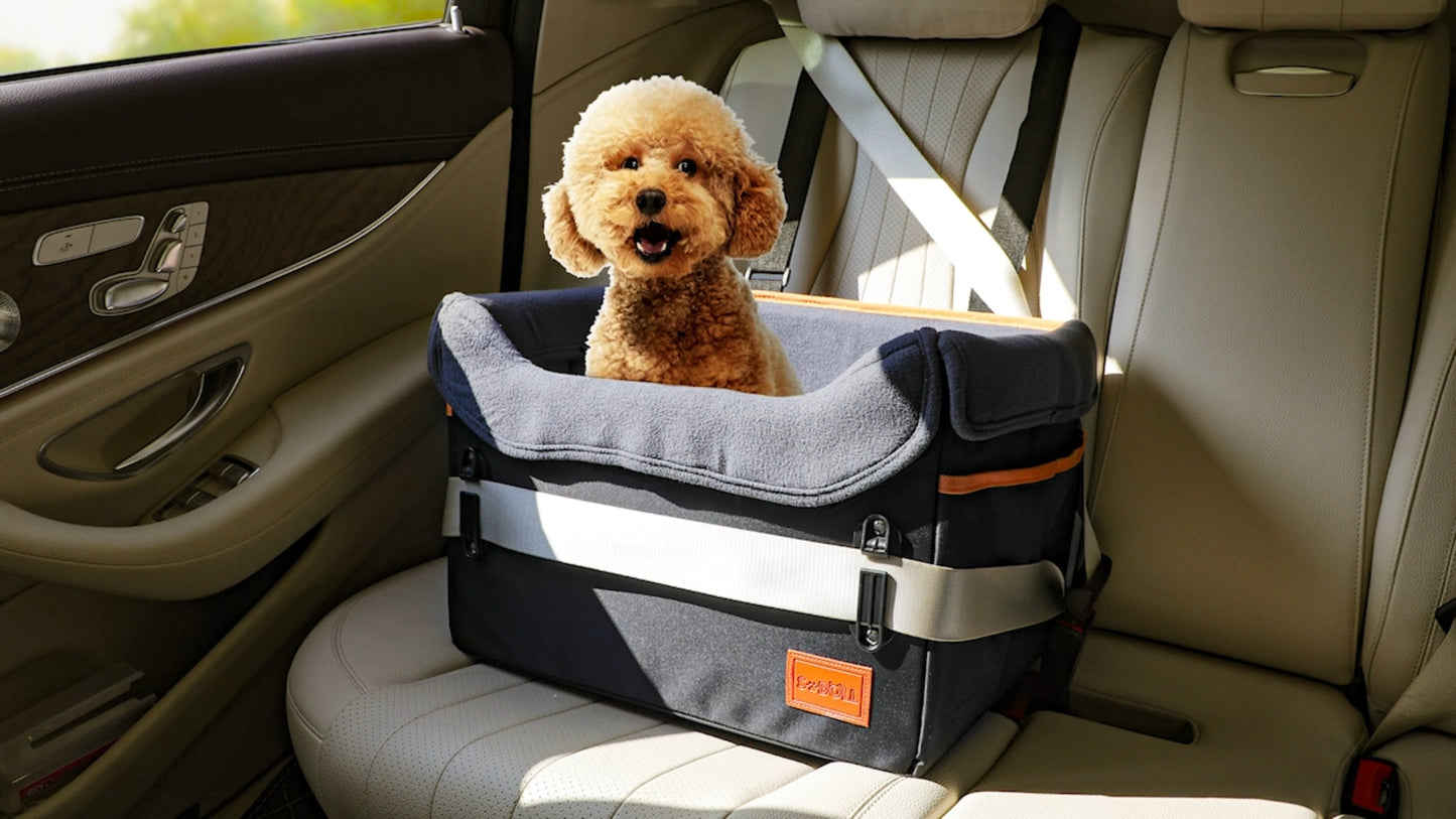 Dog Car Seat - Dog Bed for Small Dogs Waterproof Booster Seat Clip-on Harness and Thick Memory Foam Padding Pet Travel Bed Small Dog Car Seat Cover for Back Seat Dog Car Seat Bed