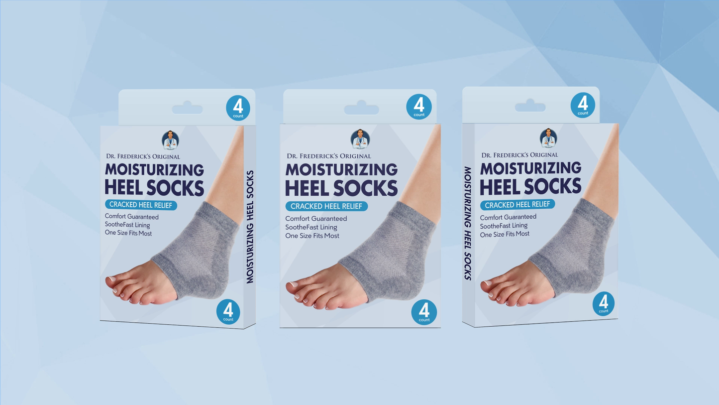 Dr. Frederick's Original Moisturizing Heel Socks for Cracked Heel Treatment - 2 Pairs - Stop Cracked Heels in Their Tracks