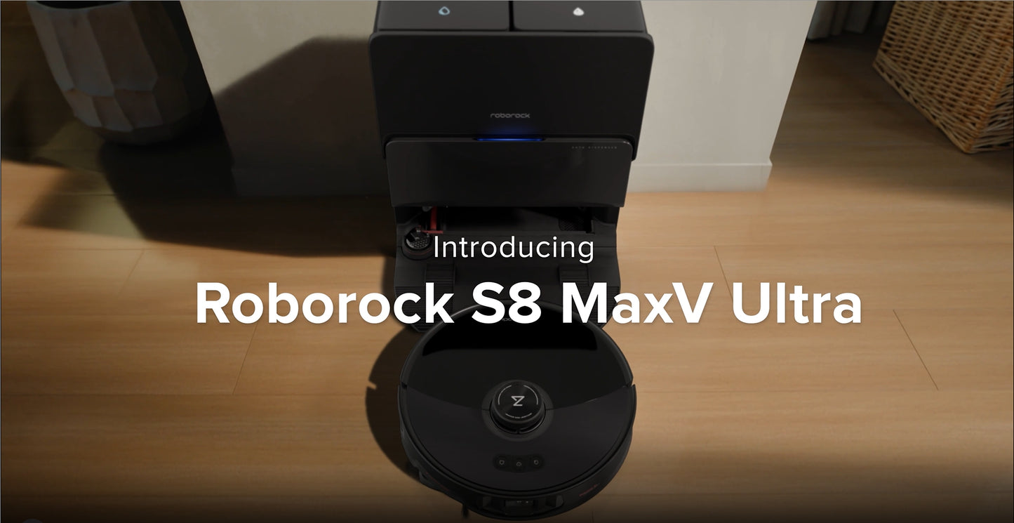 roborock S8 MaxV Ultra Robot Vacuum & Sonic Mop, 10000 Pa Suction, Corner to Edge Deep Cleaning, Hot Air Self-Drying, Auto Empty & Refill, Detergent Dispenser, Obstacle Avoidance, Black