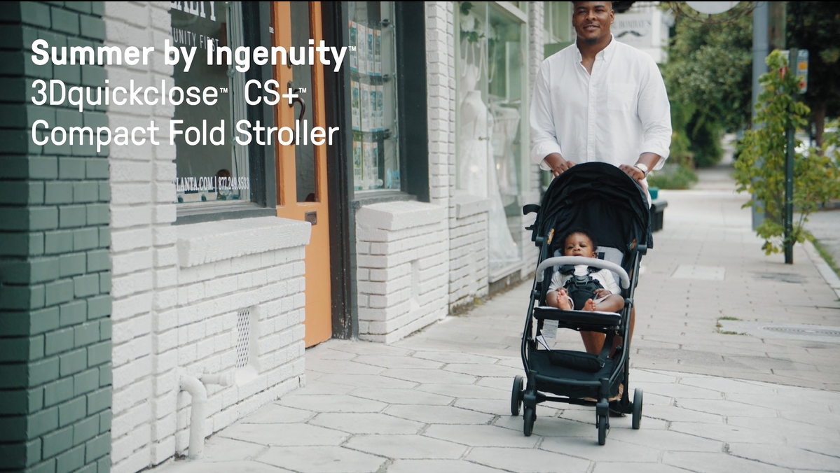 Summer by Ingenuity 3Dquickclose CS+ Compact Fold Stroller, Car-Seat Compatible, Lightweight Stroller with Oversized Canopy, Extra-Large Storage
