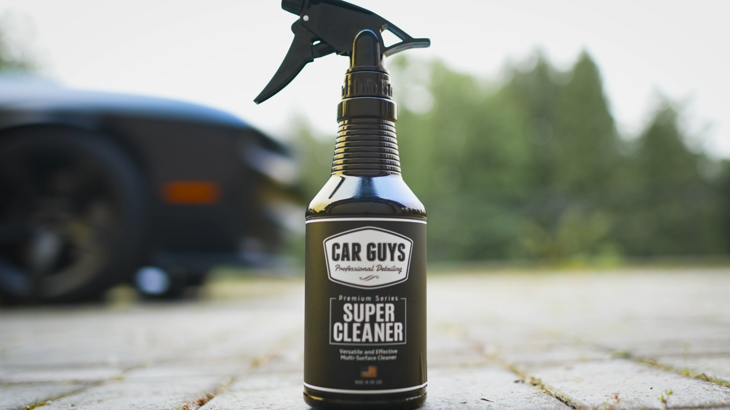 CAR GUYS Super Cleaner | Effective Car Interior Cleaner | Leather Car Seat Cleaner | Stain Remover for Carpet, Upholstery, Fabric, and Much More! | 18 Oz Kit