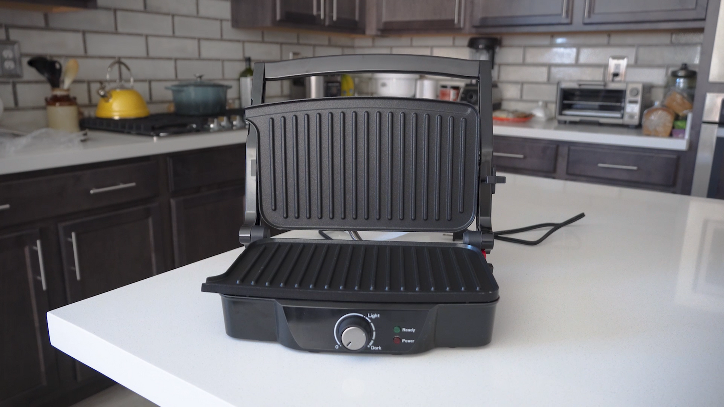 Panini Maker, iSiLER 4 Slice Panini Press Grill, Sandwich Maker Non-Stick Coated Plates, Opens 180 Degrees for Panini