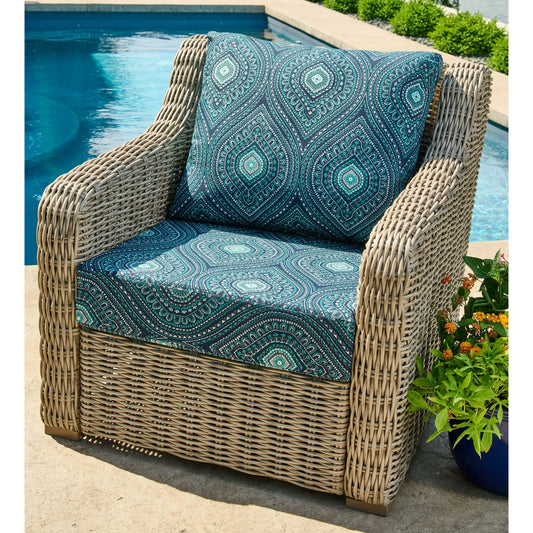 Better Homes & Gardens Blue Medallion Outdoor 24" x 24" 2 Piece Deep Seat Cushion Set