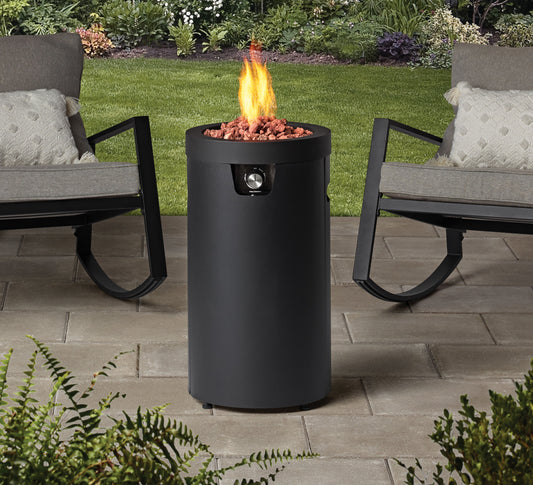 Mainstays 28-inch Tall Column Propane Gas Outdoor Fire Pit, Matte Black Finish