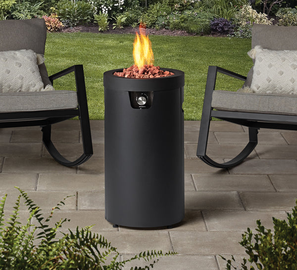 Mainstays 28-inch Tall Column Propane Gas Outdoor Fire Pit, Matte Blac