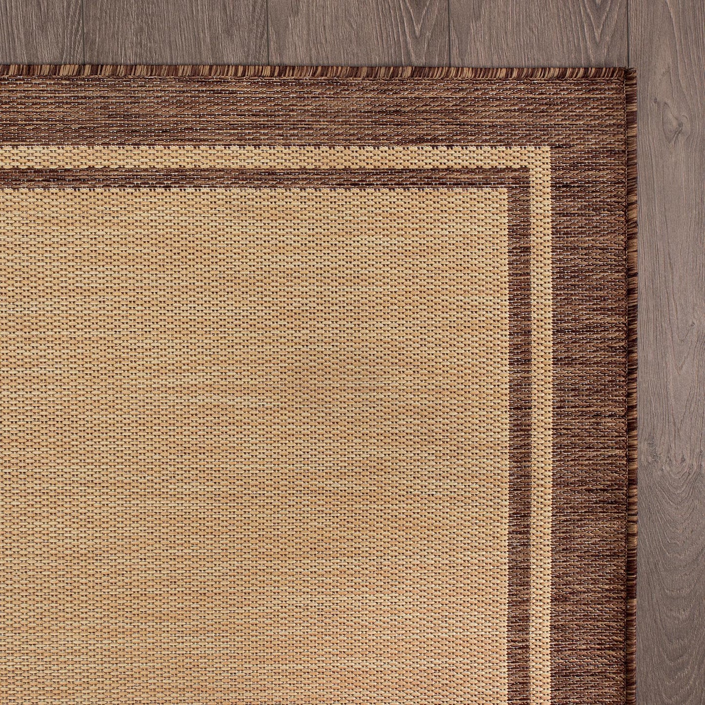 CAMILSON Summer Bordered, Washable Outdoor Indoor Area Rug, Camel, 8x10