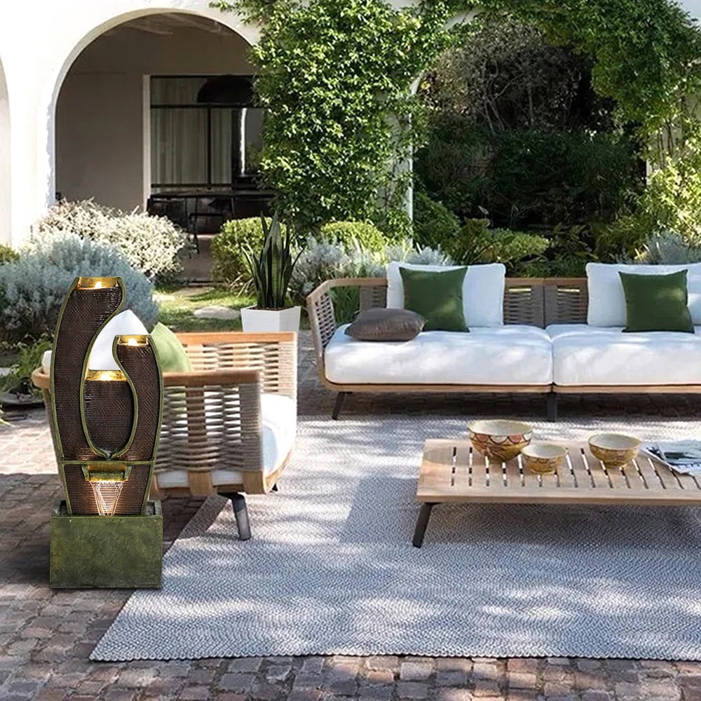 Willwolfer Outdoor Water Fountain Garden Home Paito Water Feture Decor Zen Art Indoor Waterfall