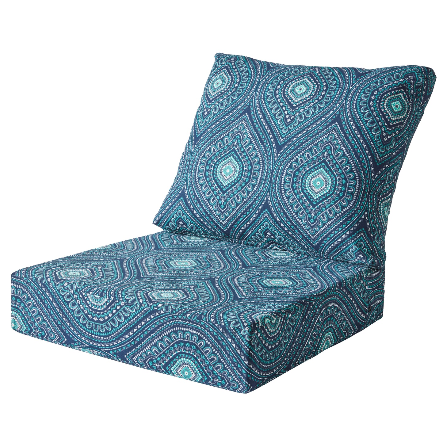 Better Homes & Gardens Blue Medallion Outdoor 24" x 24" 2 Piece Deep Seat Cushion Set