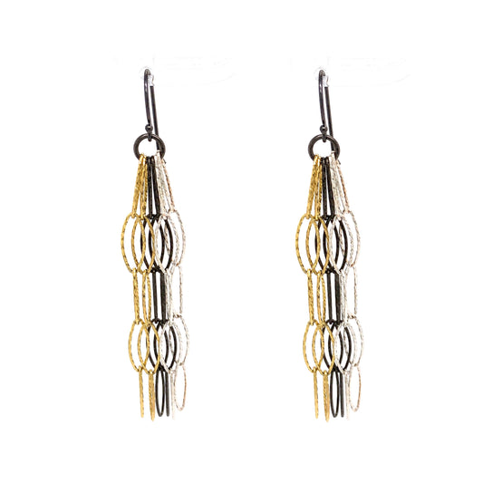 Trio Fringe Dreamcatcher Earrings (Gold, Black Oxidized Silver & Silver)