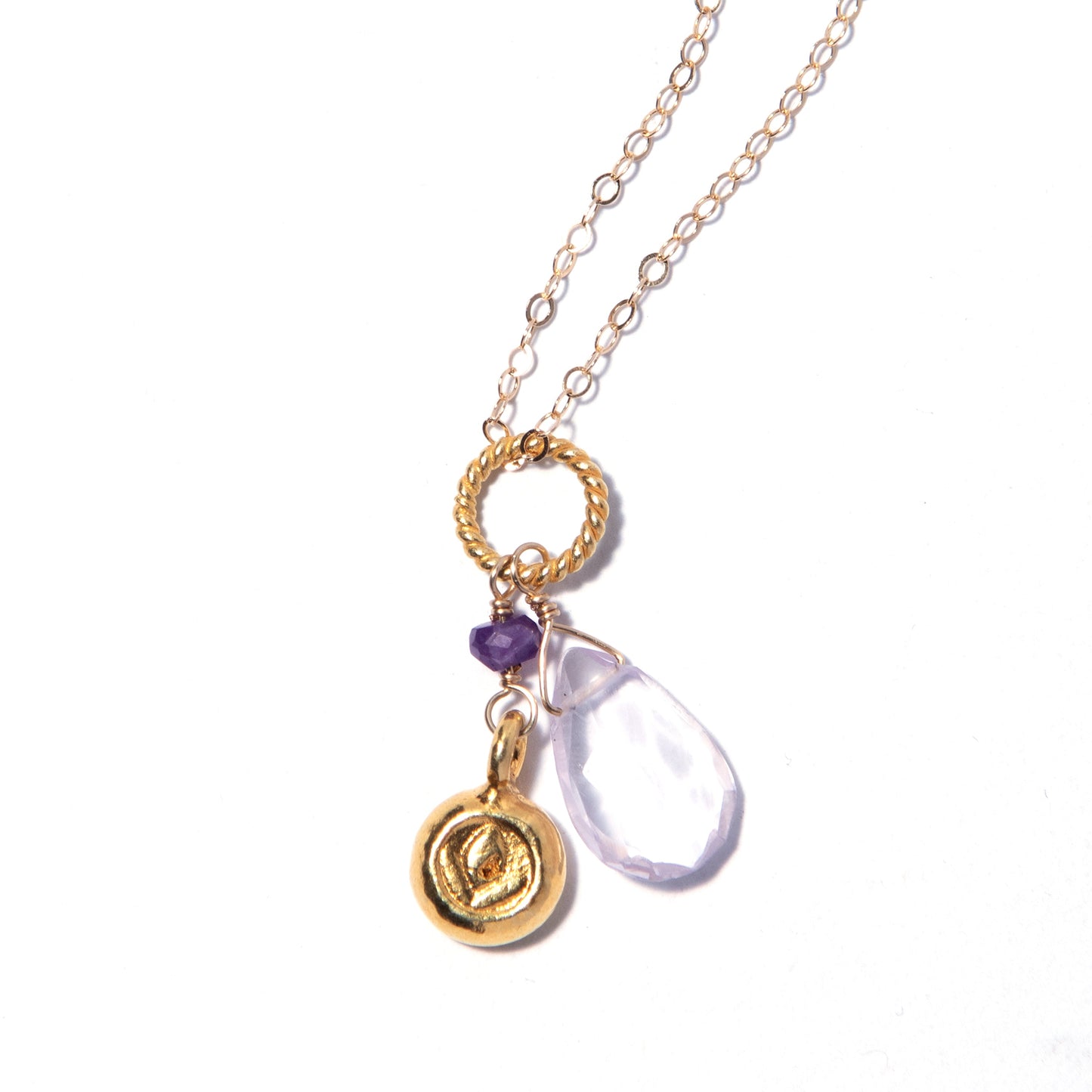Gold Fancy Chain Charm Necklace