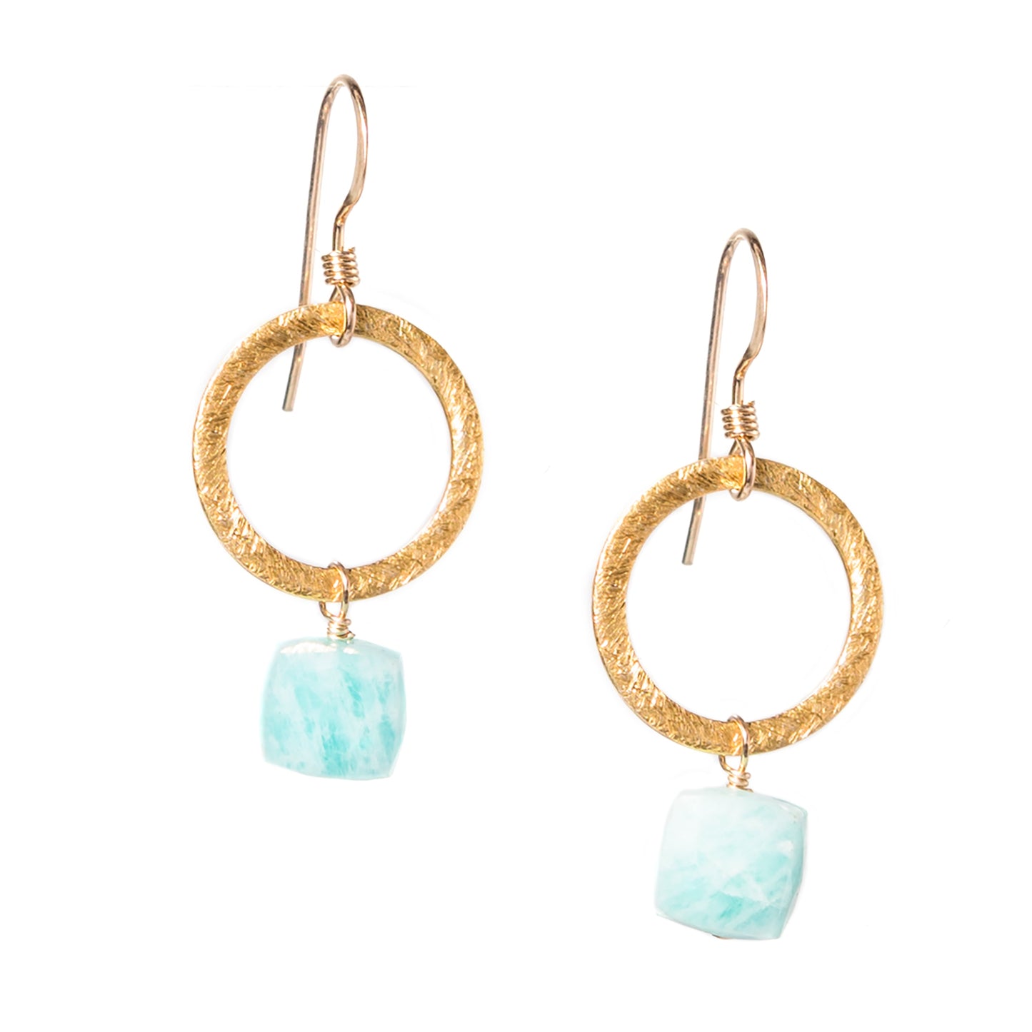 Gold Circle Gemstone Earrings