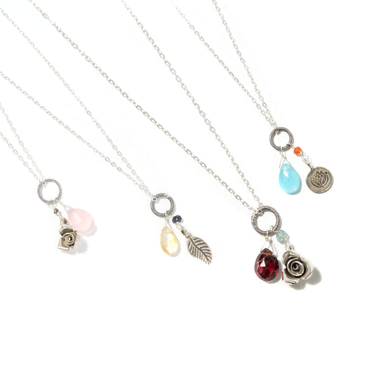 Silver Fancy Chain Charm Necklace