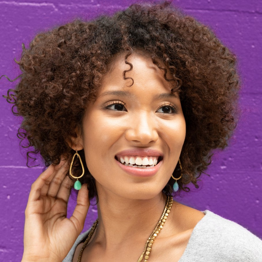 Gold Teardrop Gemstone Earrings