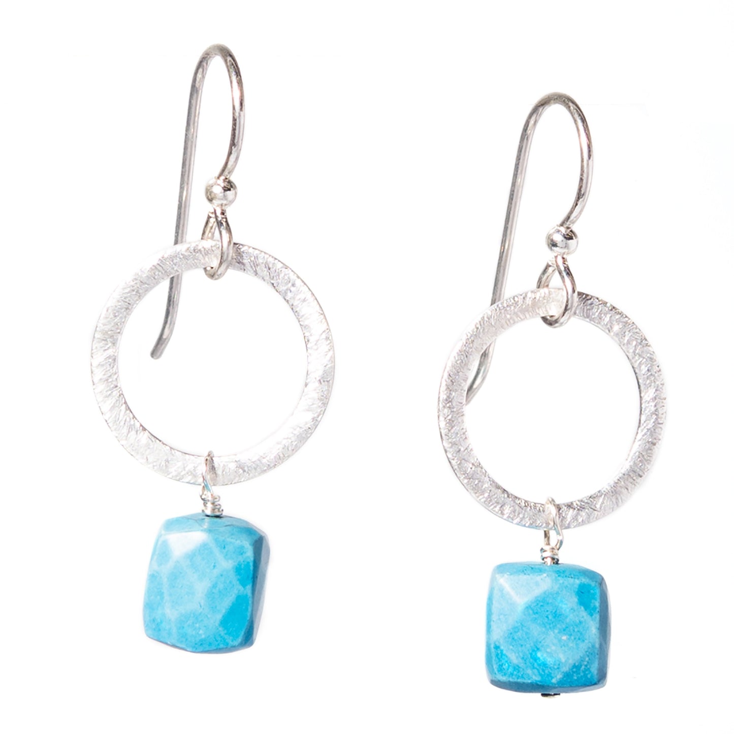 Silver Circle Gemstone Earrings