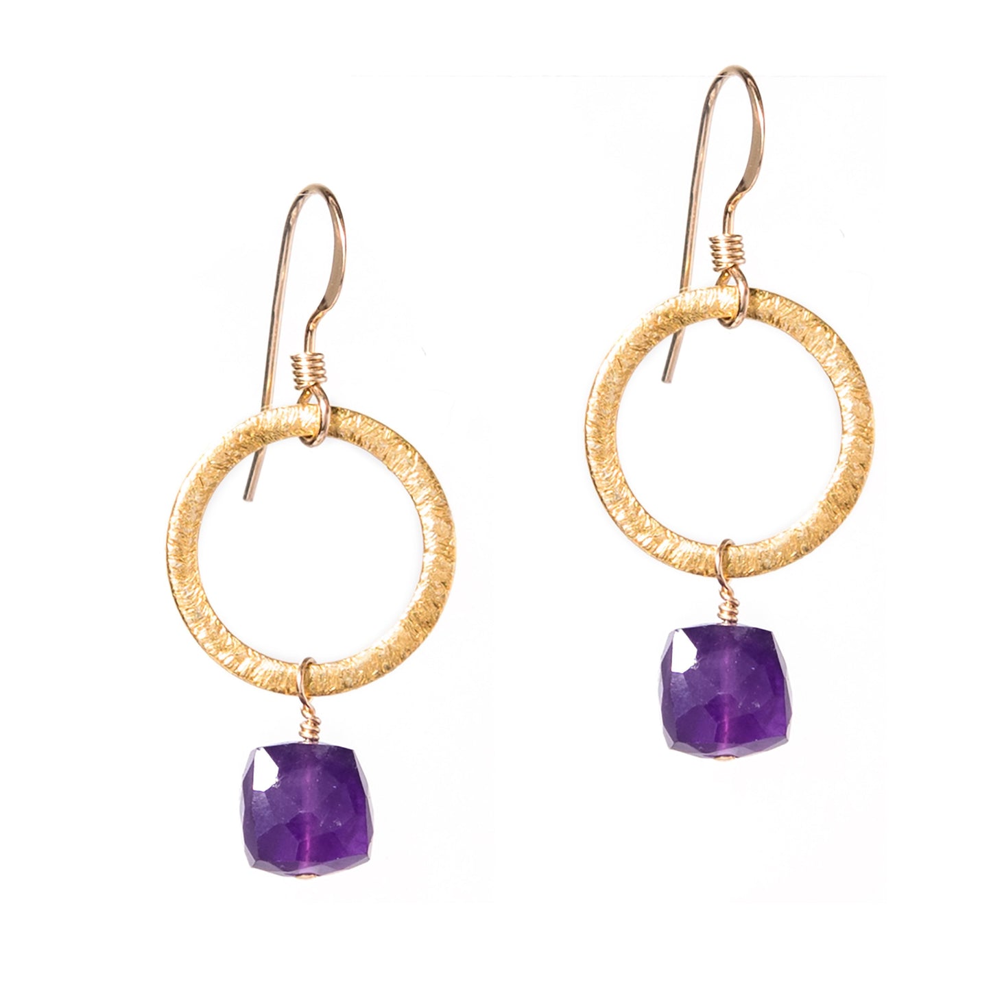 Gold Circle Gemstone Earrings