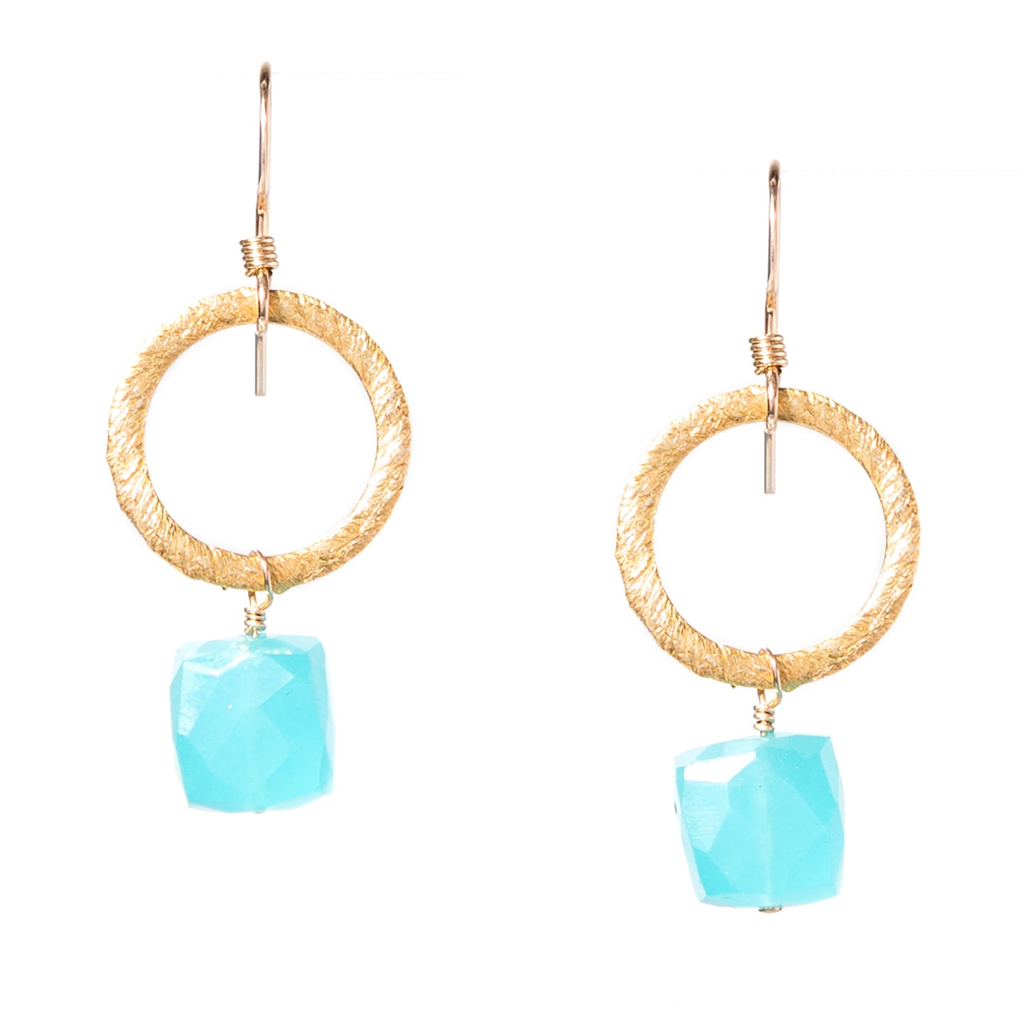 Gold Circle Gemstone Earrings