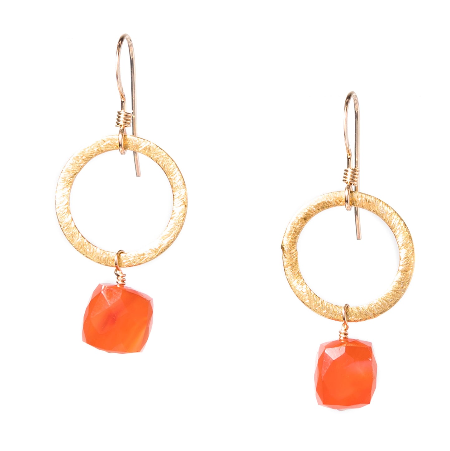 Gold Circle Gemstone Earrings