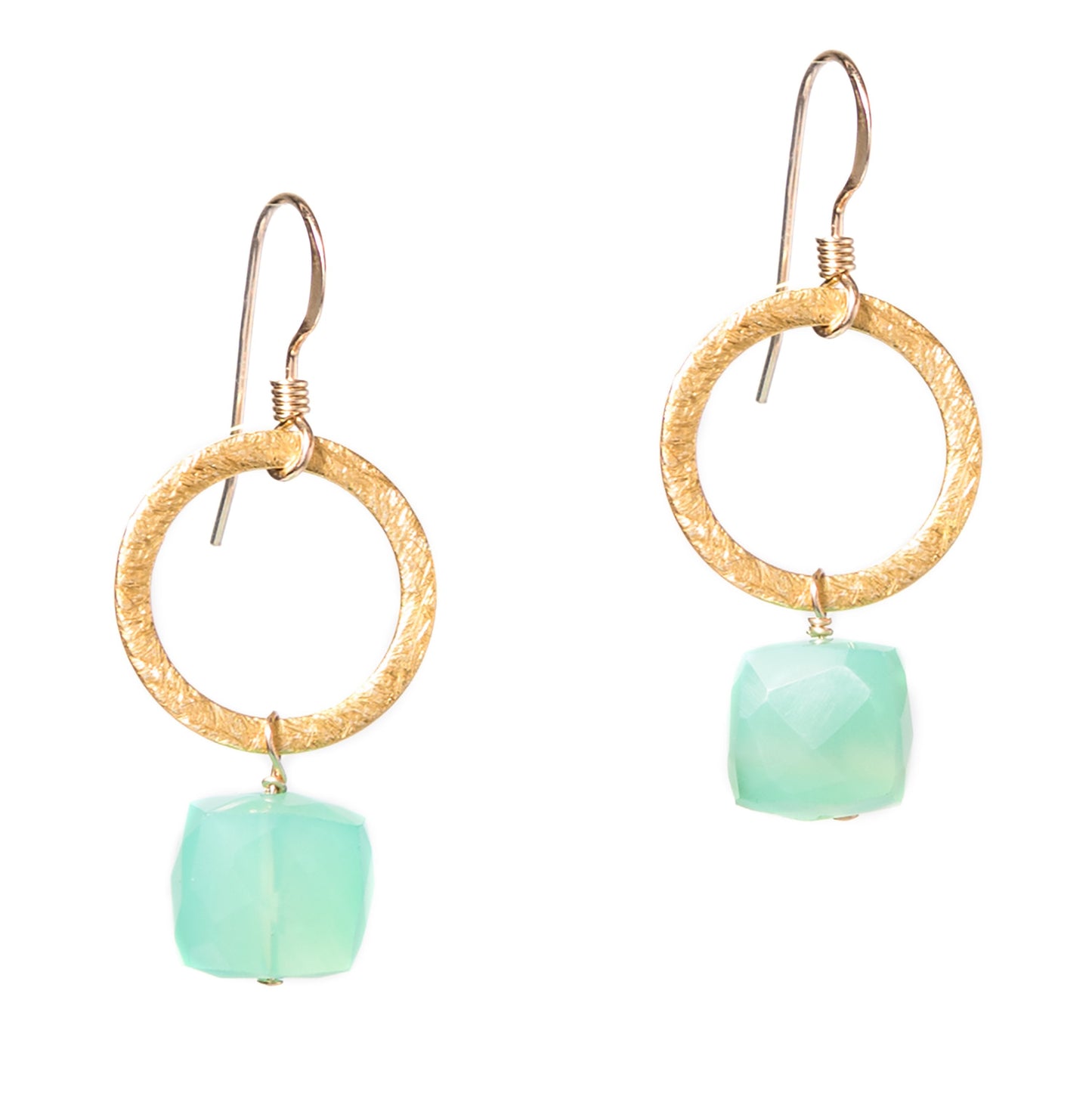 Gold Circle Gemstone Earrings