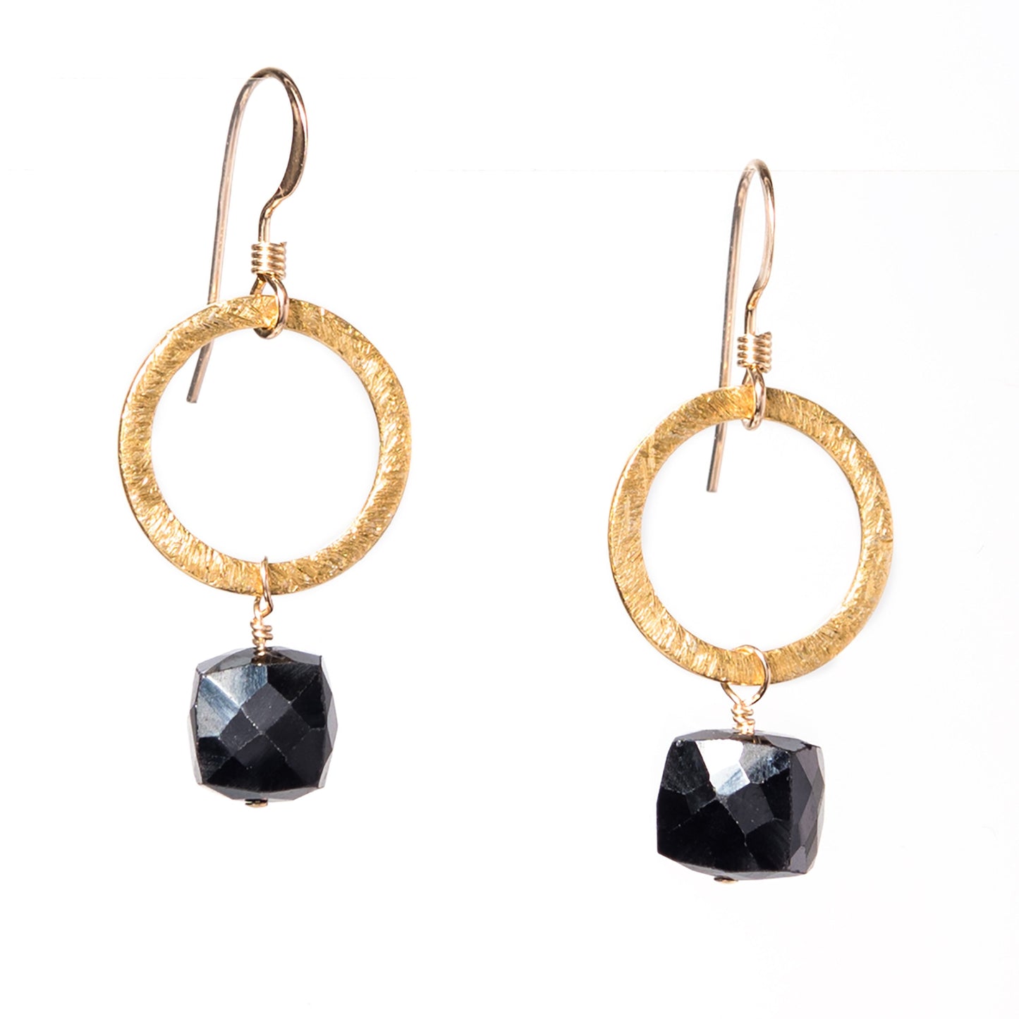 Gold Circle Gemstone Earrings