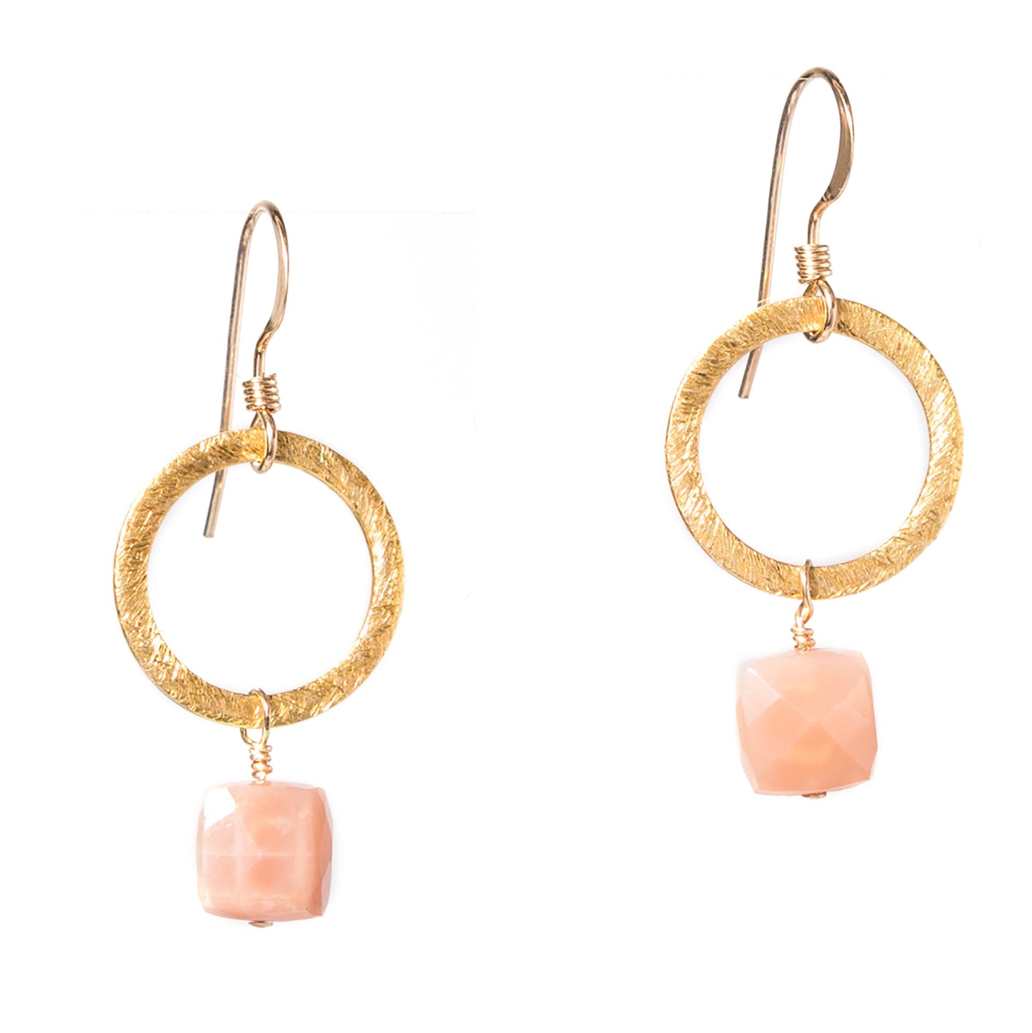 Gold Circle Gemstone Earrings