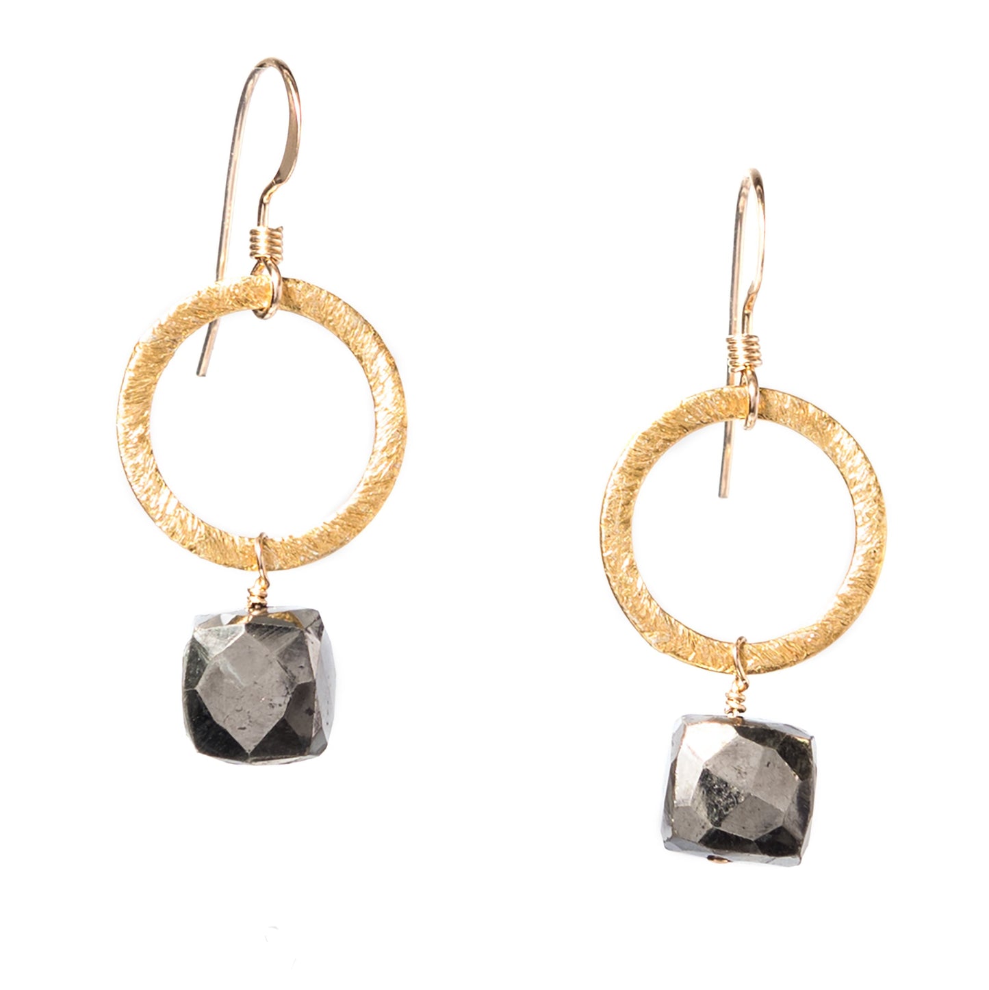 Gold Circle Gemstone Earrings