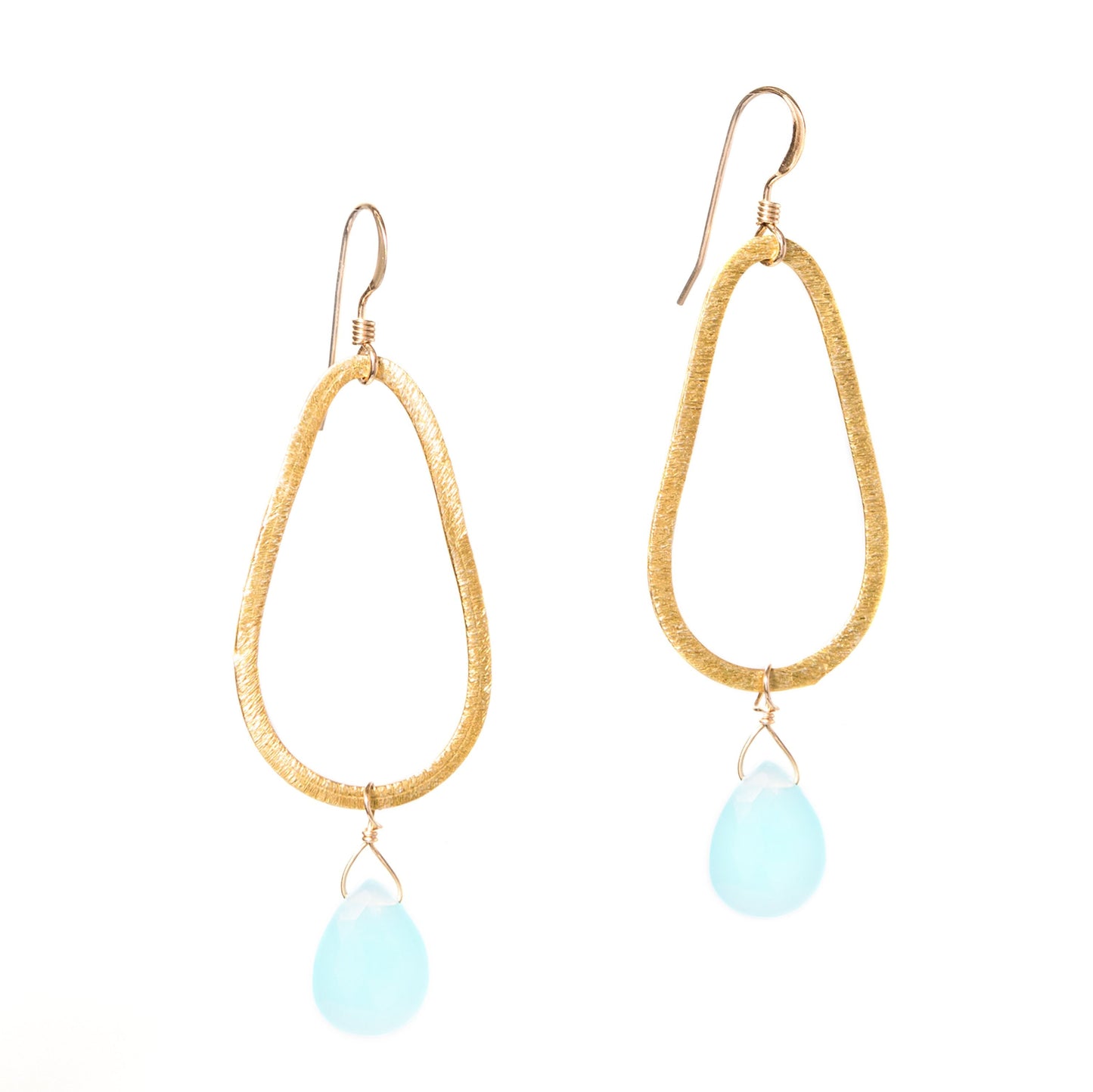Gold Teardrop Gemstone Earrings