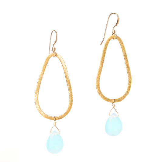 Gold Teardrop Gemstone Earrings