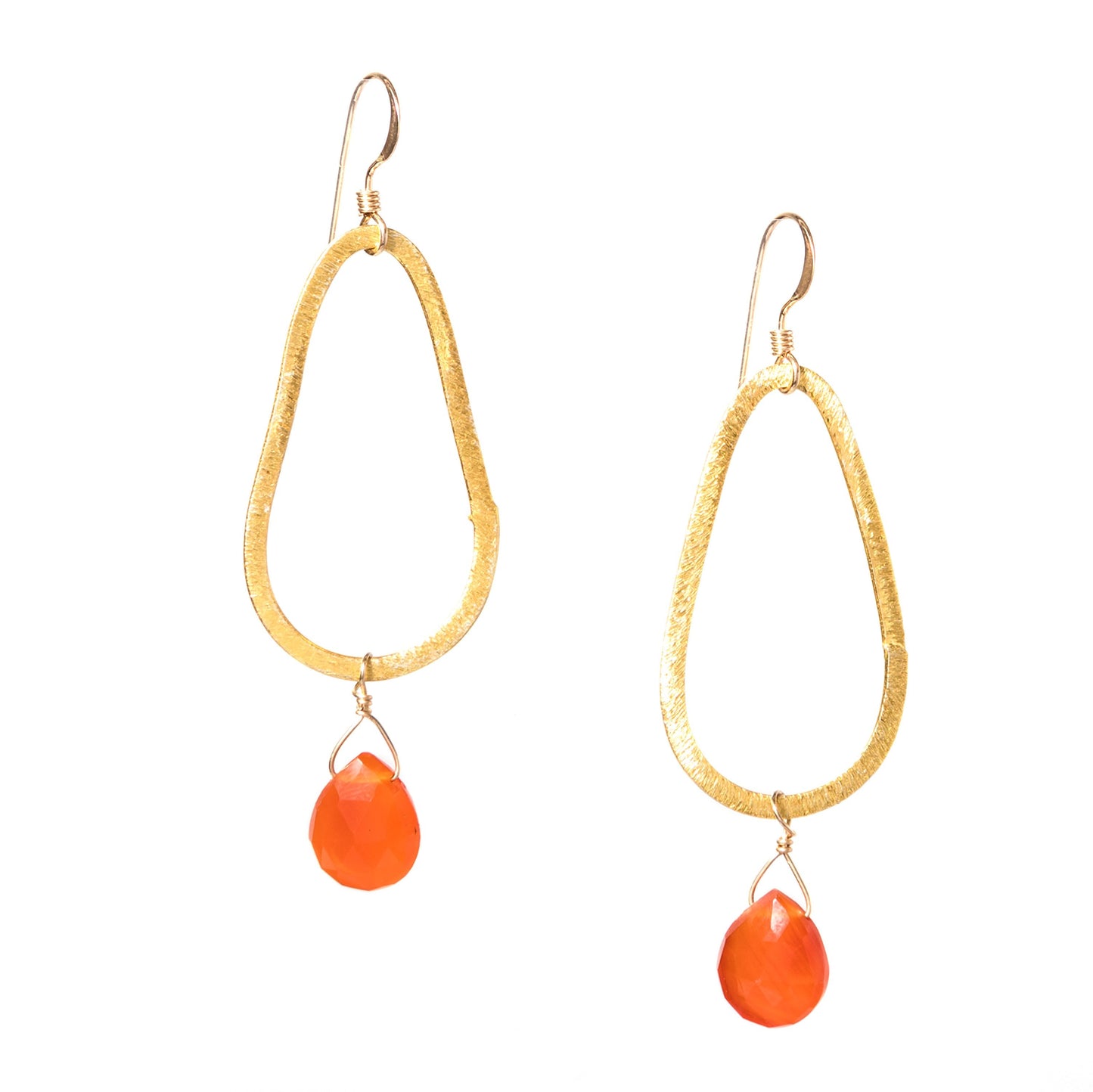 Gold Teardrop Gemstone Earrings