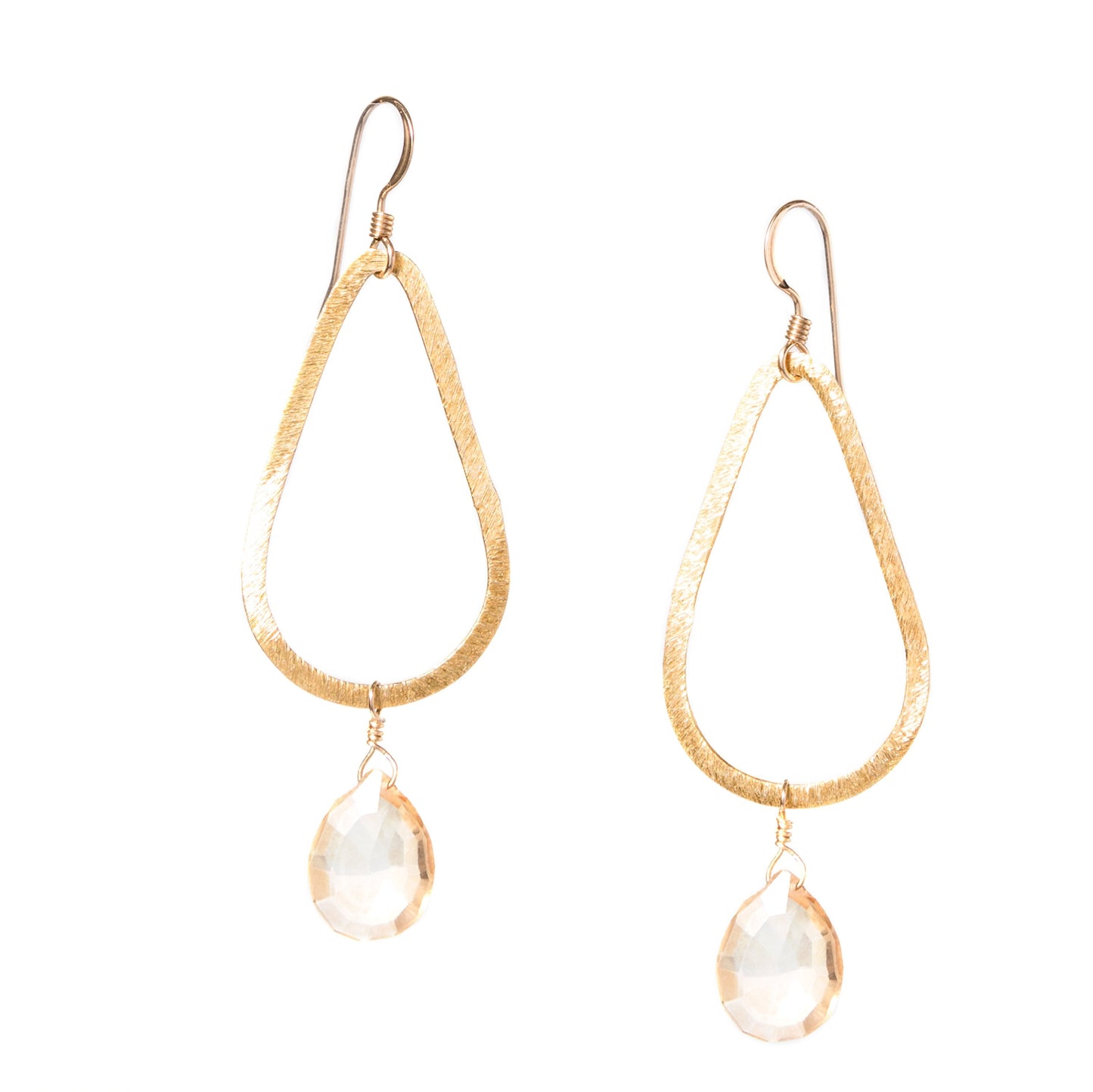 Gold Teardrop Gemstone Earrings